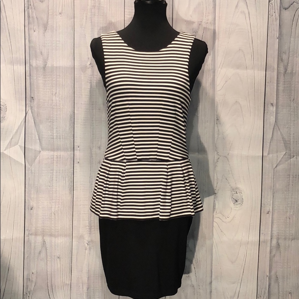 Tart Black & White Striped Form Fitting Dress.